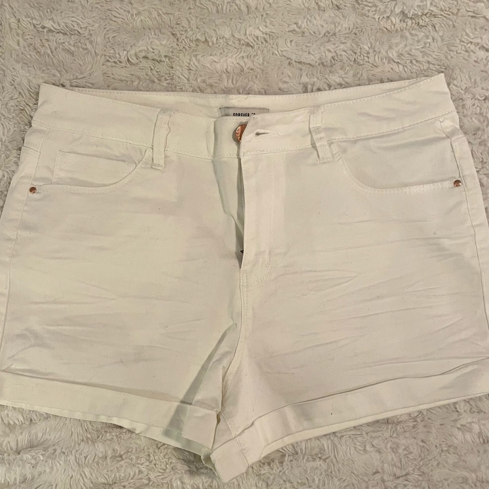 High Waisted White Shorts